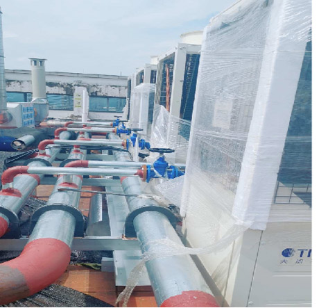 风冷热泵机组空调水管施工